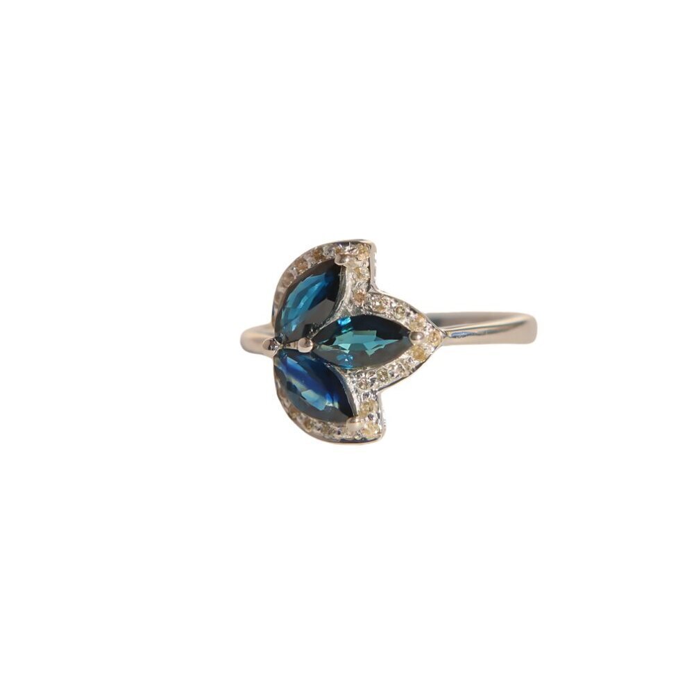 Genuine Sapphire and Diamond Ring in 925 Sterling Silver - Picture 3 of 6
